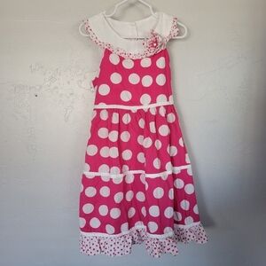 Rare, Too! Pink Dress Sleeveless White Polka Dots Girls 6 Event Pageant Wear